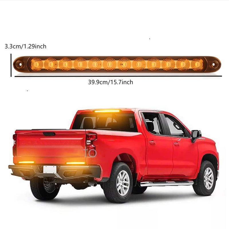 2-Pack 12 LED High-Position Brake Tail Lights, Trailer Truck RV Pickup Tail Light Strip, Brake Light Turn Signal Side Lamp, Waterproof Taillight