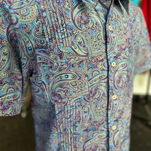 Purple Paisley with Metallic Touch Guayabera