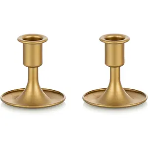 Candlestick Holders Taper Candle Holders, Gold Candle Stick Candle Holder for Table Centerpiece, Wedding Reception, Festive Christmas Mantel Decoration or Home Decor, Set of 2