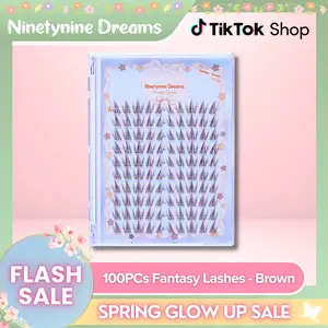 Ninetynine Dreams 100PCs Fantasy Lashes – Brown | Natural Daily Lightweight Ultra-Thin Band, 8-13mm Soft DIY Reusable Clusters — Waterproof Long-Lasting Anime Manhua Style Eyelashes, Beginner-Friendly Must-Have Makeup Cosmetics False Eyelashes