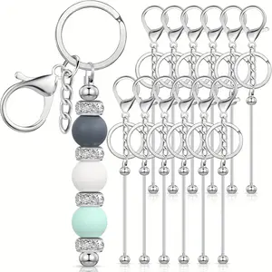 Bulk Beadable Keychains Bars for Crafting, Blank Beaded Metal Keychain Blanks for DIY Projects & Gifts, Perfect for Keychain Making Kits