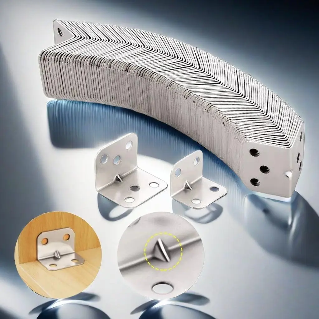 L-shaped Corner Code, 4 Holes/6 Holes Right Angle Laminate Furniture Board Hardware, Small Connector for Cabinet Table, Chair and Bed Fasteners, Sturdy Bracket, Heavy Duty Fastening