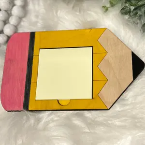 Wooden Teacher Pencil Notepad Post-It Note Holder