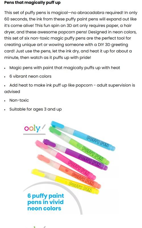 Magic Puffy Pens