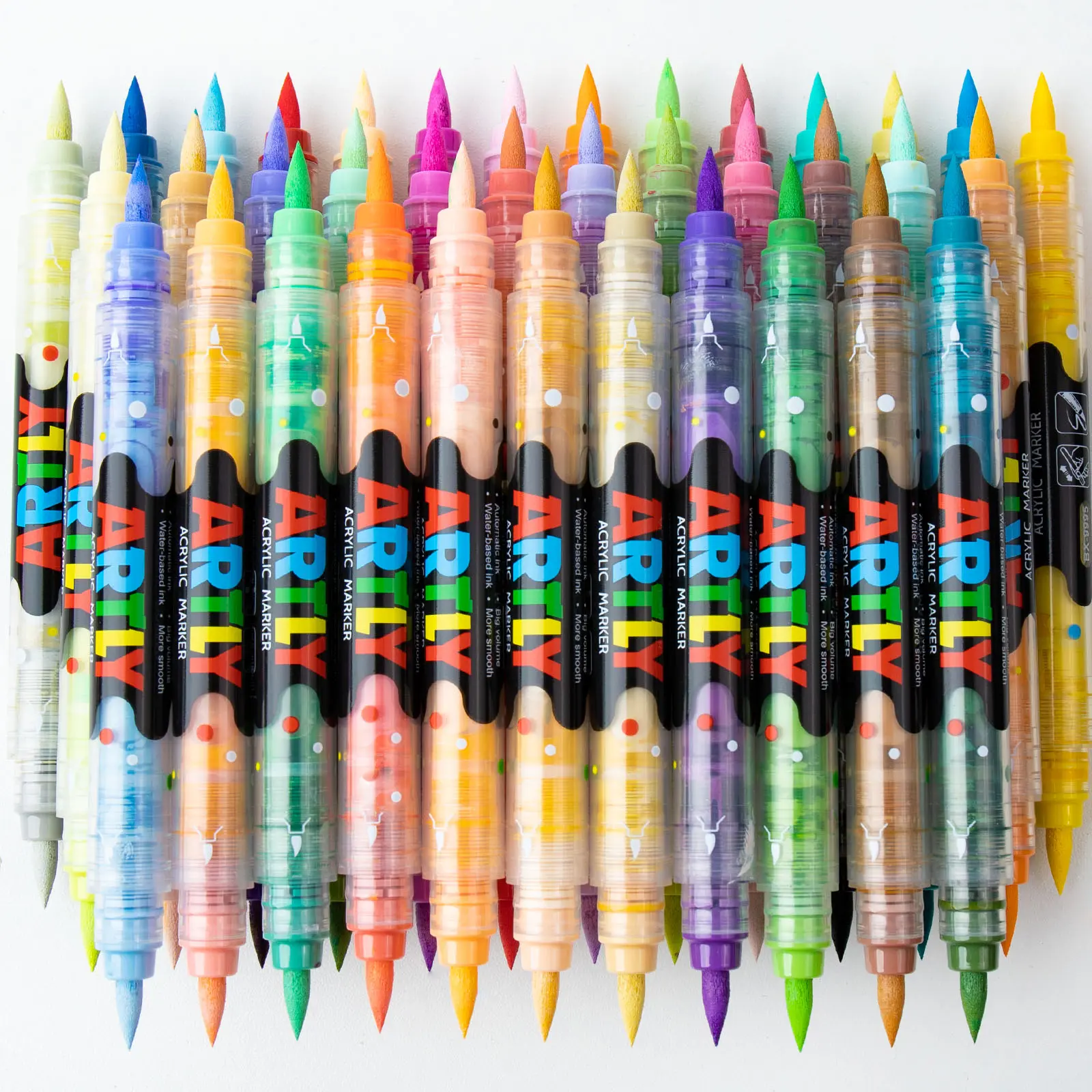 Double Tipped Dual-Color Acrylic Brush Marker Pen Set Waterproof Soft Nib for Glass Stone Wood Plastic Paper Artist Bundle tiktokshopblackfriday, Acrylic Painting Pens, Artist Supplies, Colorful Art Supplies