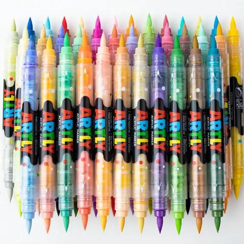 Dual-Tip Dual-Color Acrylic Paint Markers Set for Crafters, Waterproof Soft Nib, DIY Painting Supplies, Arts Crafts Stationery for Glass&Stone, Wood, Plastic, Paper, TikTok Shop Black Friday Artist Bundle