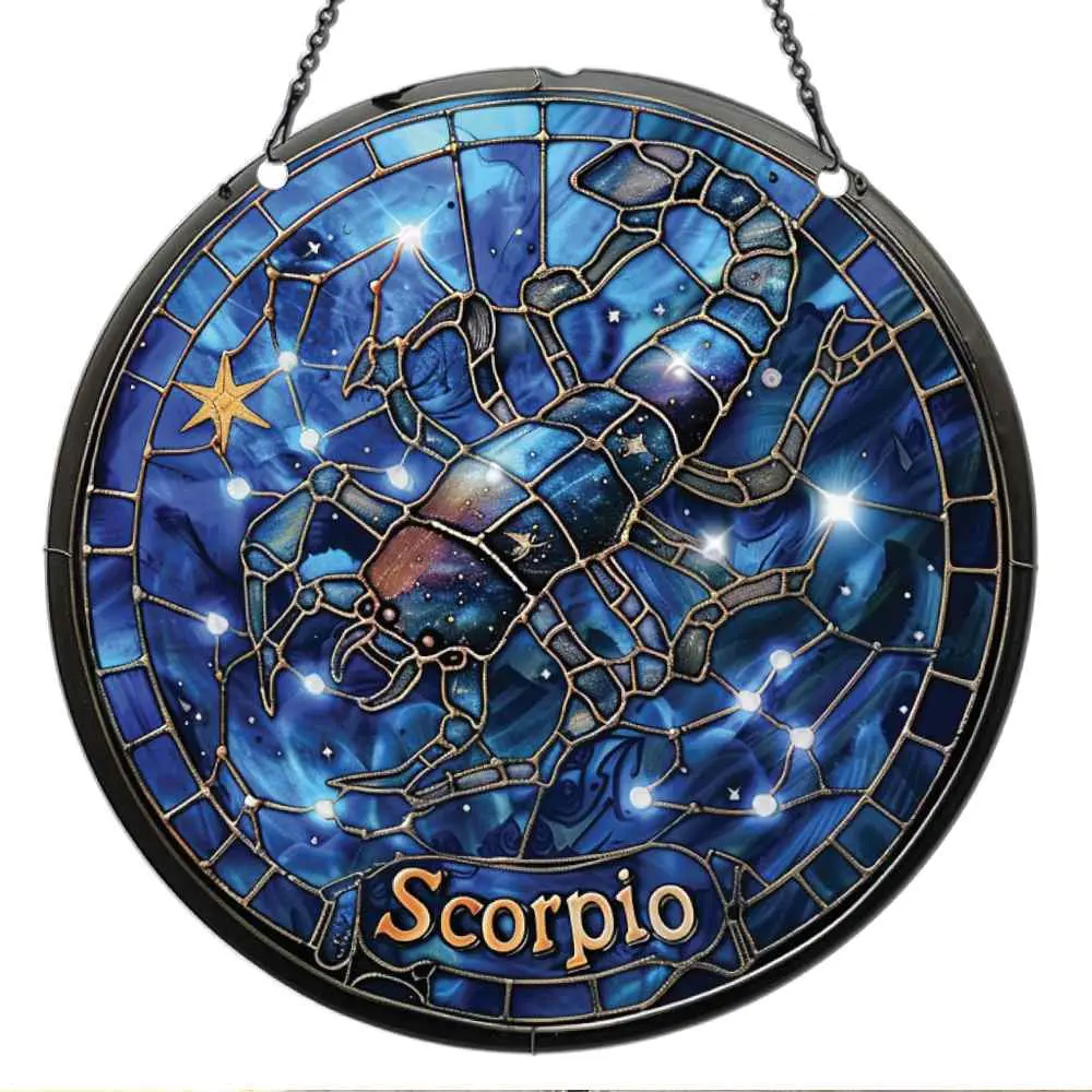 Azaad Apparel Scorpio Ornament Acrylic Window Hanging; Gift For Zodiac Lovers, Home Wall Room Hanging Decor, Christmas Decorations