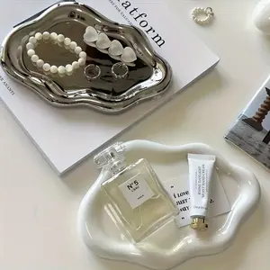 Cloud Design Jewelry Tray Decorative Display Stand, Single Layer Storage Container, Key Holder, Watch & Earring Organizer, Home Tabletop Decoration, Makeup Cosmetic Organizer, Beauty Organizer