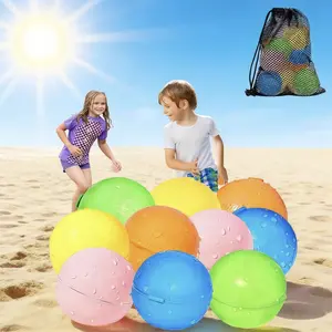 12-Pack Reusable Water Balloons, Pool Water Fight, Magnetic Water Balls, Kids Summer Fun Toy, Beach Family Playset, Ages 3-12, Random Colors