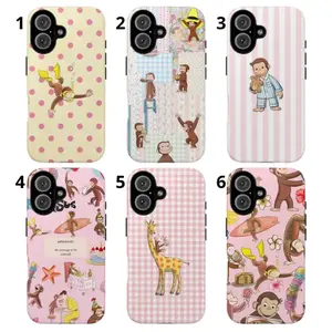 Cute Pink Monkey iPhone Case – Adorable Cartoon Animal Design, Tough Protective Cover for Kids & Girls, Fun and Durable Phone Case