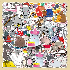 Cartoon Mouse Pattern Sticker, 100pcs/set Creative Cartoon Mouse Decorative Sticker, DIY Decorative Sticker for Scrapbooking & Journal Making