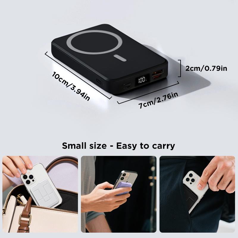 Magnetic Power Bank 10000mAh Wireless Portable Charger with USB-C Cable LED Display Foldable Battery Pack for iPhone 16/15/14/13/12/Pro/Pro Max Series Charging Compact Silicone Black Magnetic Power Bank 10000mAh Wireless Portable Charger with USB-C Cable LED Display Foldable Battery Pack for iPhone 16/15/14/13/12/Pro/Pro Max Series Charging Compact Silicone Black