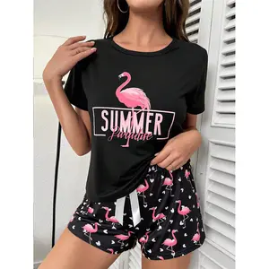 Comfortable Flamingo and Alphabet Print Women's 100% Pure cotton T-Shirt