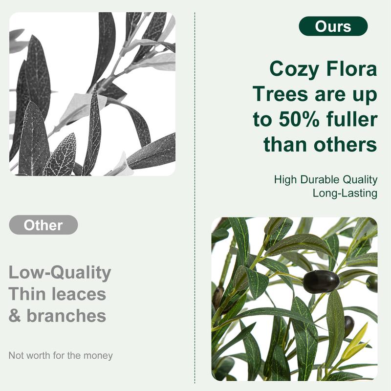 Megahit Artificial Olive Tree Potted Plant, 6Ft/5Ft/4Ft/3.2Ft Tall Faux Silk Leaves, Natural Wood Trunk & Lifelike Fruits - Indoor Fake Tree for Home Office Decor, Decorative Ornaments