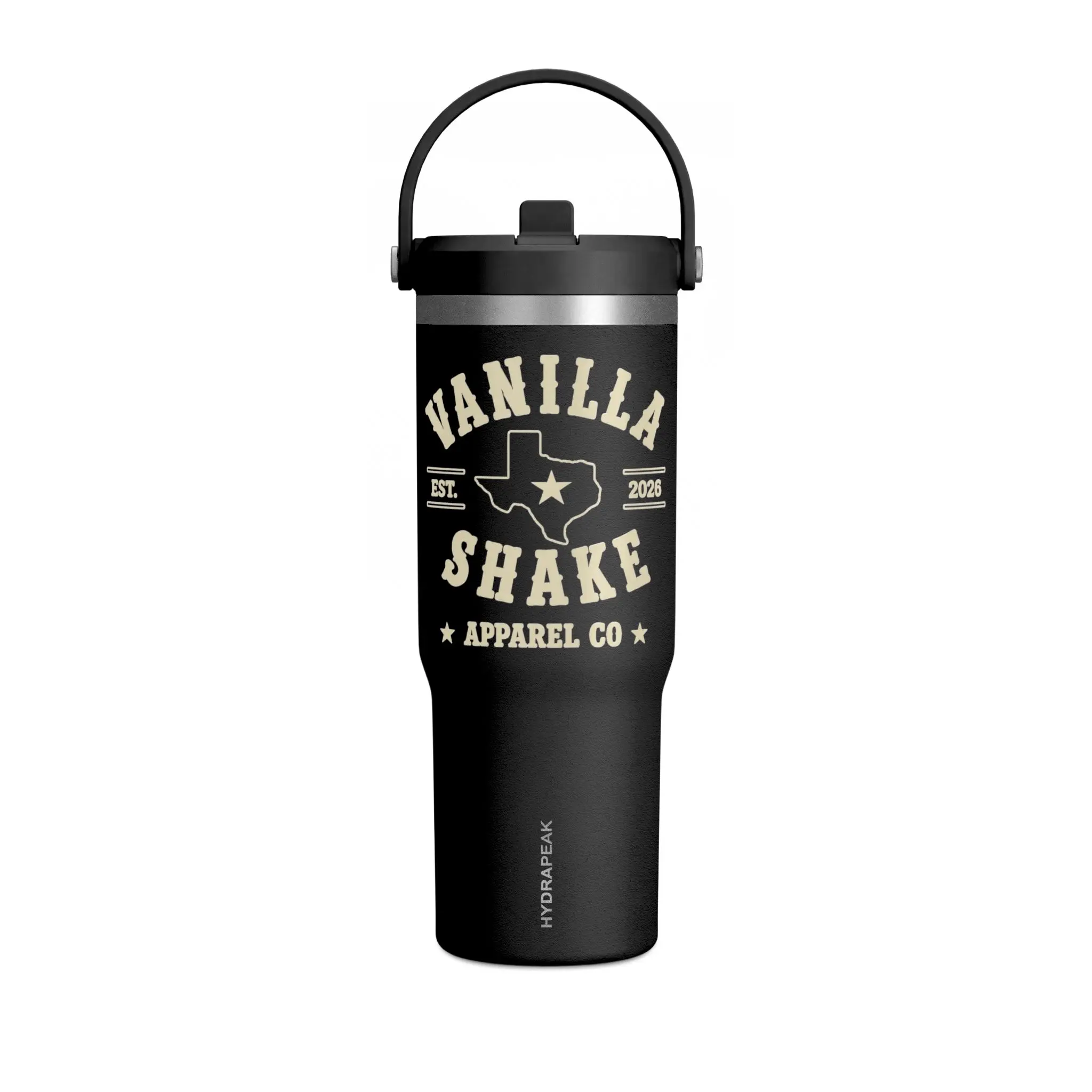 32oz Modern Ivory Logo Nomad Vacuum Flask Tumbler, Portable Stainless Steel Insulated Drinkware with Insulation, Leak-Proof Lid and Straw