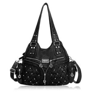 Purses And Handbags Women Tote Shoulder Top Handle Satchel Hobo Bags Fashion Washed Pu Leather Purse