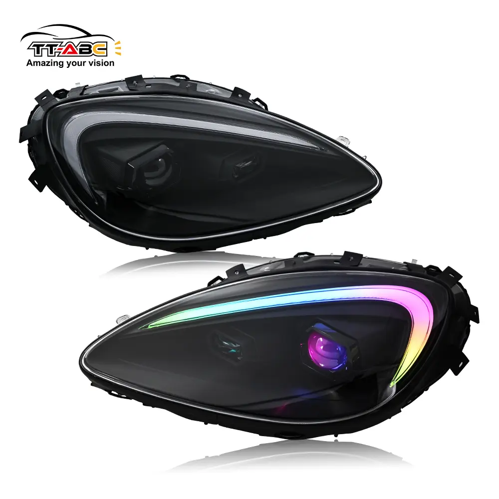 TT-ABC RGB LED Headlight Assembly - LED Headlight Kit, Color Changing Vibrant Light, Seamless Fit Car Front Lights, Enhanced Vision Headlamp Set for 2005-2013 Chevrolet Corvette C6, Easy Install