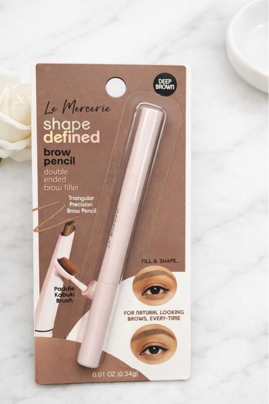 Le Mercerie Shape Defined Brow Pencil Deep Brown Double Ended Triangular Precision with Paddle Kabuki Brush for Natural Looking Brows