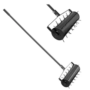 VEVOR Rolling Lawn Aerator 21-inch Heavy-Duty Manual Rolling Aerator Lawn Black