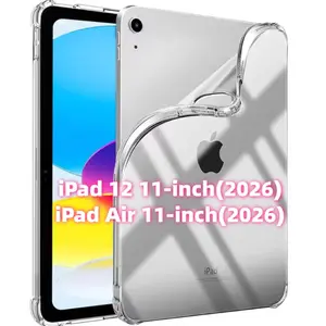 Transparent Tpu Case, Full Coverage Anti-Drop Protection, Corner Air Cushion, High Clarity Soft Silicone Shell, Compatible with iPad Air 4/5/6, 7/8/9/10, 11-Inch (2026), 12-Inch (2026), Tablet Protective Cover