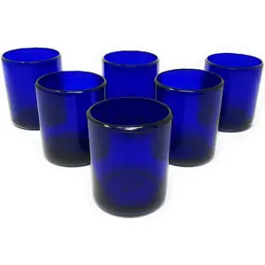 Pure Cobalt Tumbler Glasses - Set of 6 (10 oz each)