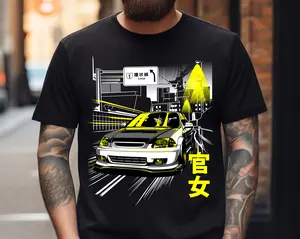 Japanese Honda Civic Men's T-shirt - 100% Cotton, High-Quality, Exceptional Softness, Superior Breathability, Modern Fit, Ideal for Any Season, Casual & Winter Layering, Contemporary Men's Wardrobe Essential