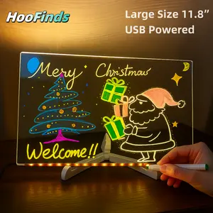 Eye-Caring LED Drawing Board, Acrylic Erasable DIY Board, Memory Board, Illuminated Dry Erase Board with Stand & Markers & Rags,  Bedroom Office party Gifts