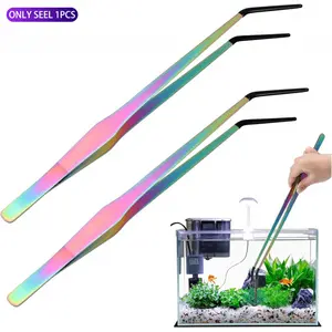 Reptile Feeding Tongs with Rubber Tip Extra Long Tweezers for Aquariums & Crafts - Stainless Steel Feeder Tools for Bearded Dragons & Lizards - Terrarium Tank Supplies