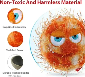 Gigwi Interactive Dog Ball Toy, Orange Monster Squeaky Dog Ball, Soft Plush Tennis Ball for Dogs 3.5", Enrichment Pet Toy for All Breeds Fetch Play, Dog Toy to Keep Them Busy Indoor & Outdoo