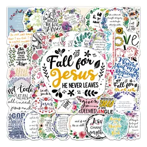 50/100PCS Jesus Phrase Graffiti Stickers,Jesus quotes,Bible Faith Cross Words Stickers, For Furniture Journal Water Bottles Laptop Phone Refrigerator decals,Self-motivational stickers