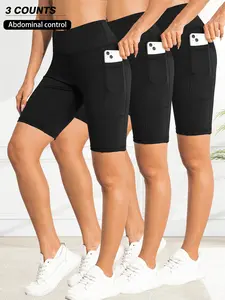 Women's Solid / Leopard Print High Waist Shorts, Casual Comfy Breathable Skinny Shorts for Yoga Gym Workout, Ladies Bottoms for All Seasons