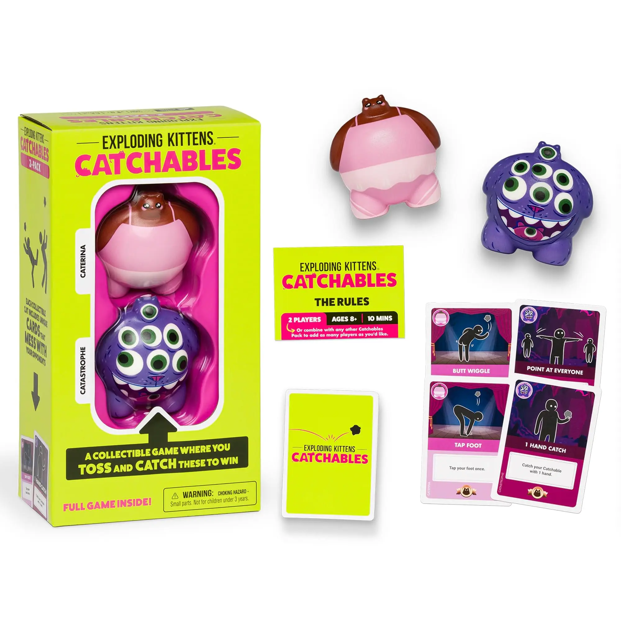 Exploding Kittens CATchables Card Game 2-Pack - Caterina, Catastrophe, Ages 8+, 12 Years Above, Fast Action, Quirky Toss, Kitty Figures | Toys & Hobbies Board Game