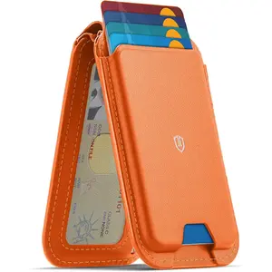 Card Holder for Phone,   Wallet for MagSafe with Adjustable Stand, RFID Blocking Mag Wallet for  17/17e/16/15/14/13/12/Pro/Max/Air/Plus Men Women - Orange