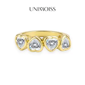 UniMoiss Moissanite 2ct Sweet Symphony Heart Ring Silver-Plated Wedding Engagement Anniversary Valentine's Day Birthday Gift Daily Wear Jewelry