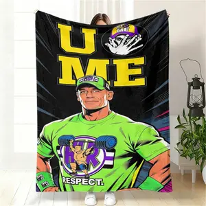 John Cena “U ME” Wrestling Throw Blanket – Respect Graphic Flannel Blanket for Couch Sofa Bed, WWE Fan Home Decor