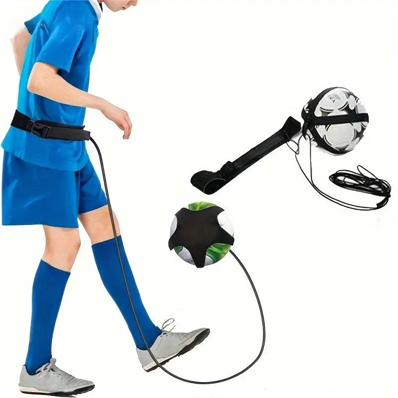 Solo Soccer Training Aid - Hands-Free Kicking Trainer with Adjustable Waist Belt, Waist Fit, Durable Construction for Children and Adults, Indoor/Outdoor Ball Control Equipment