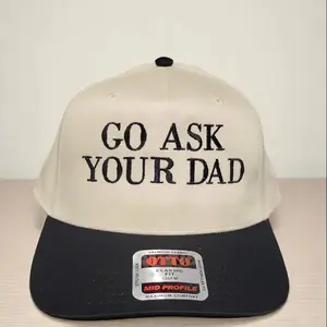 Go Ask Your Dad Embroidered Hat Funny Mom Saying Two Tone Caps, Gif For Mothers Day, Custom Thread Color
