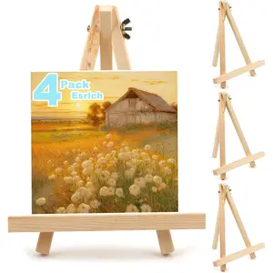 4PCS 9 Inch Wood Tripod Tabletop Easels, Portable Easel Stand for Painting Canvases, for Kids Students Painting Party, Photo Picture Sign Holder