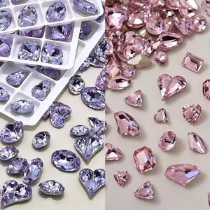 Pink&Purple K9 Crystal Pointed Back Glass Rhinestone Nail Art Gems Phone Case Accessories Jewelry Making Sparkling DIY Decoration