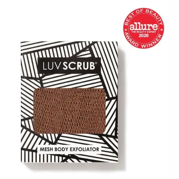 LUV SCRUB AU NATUREL Authentic African Exfoliating Mesh Sponge,Ghana Loofah Washcloth Scrubber for Smooth Skin, Body Exfoliator Korean Scrub for Bathroom, Estheticians, Waxing salons, Spa, Gym, Gift for Girlfriend, Allure Best of Beauty Award Winner