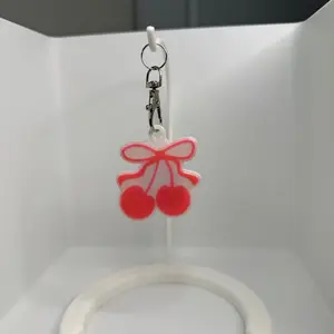 NFC Tag Keychain, Cherry Bow Design, Business Card Keychain, Social Media Keychain