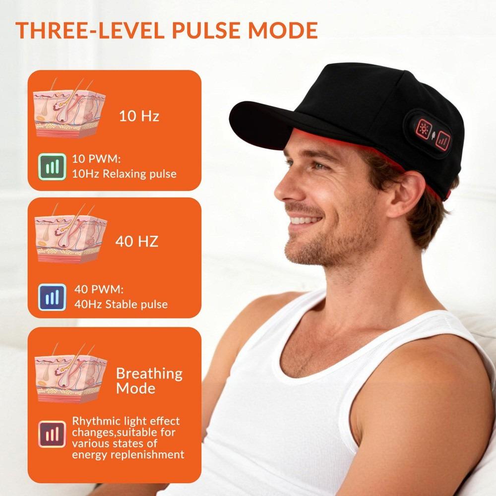 Red Light Therapy Cap for Hair Regrowth, 660nm (72 LEDs) & 850nm (144 LEDs) Near Infrared Phototherapy Hat & Hair Bonnet, Reduce Hair Loss, Protect Scalp, Repair Follicles, Anti-Thinning, Adjustable Pulse Modes, Hands-Free Home Use Festival Gift