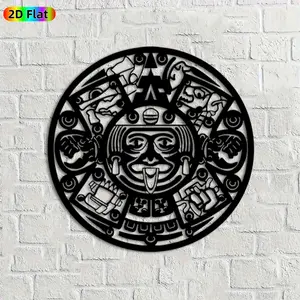 1pc Aztec Sun Stone Metal Wall Art, Mystical Aztec Statue Mural, Ideal Gift for New Year, Day of the Dead, Aztec Culture Enthusiasts, Rust-Resistant Metal Wall Decor Wall Sculptures, Perfect for Indoor Wall & Outdoor Fence, Unique Home Decor Accent