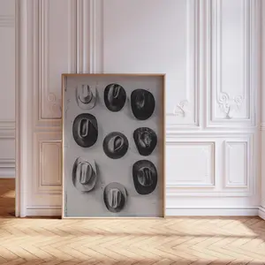 Cowboy Hat Wall Art - Black and White Western Photography Print, Rustic Country Decor, Vintage Rodeo Poster, Southwestern Home Art