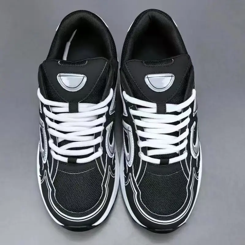 Y2K Style Glow In The Dark Line Platform Sneakers, Vintage Lace Up Mesh Upper Comfortable Daily Athletic Shoes Unisex