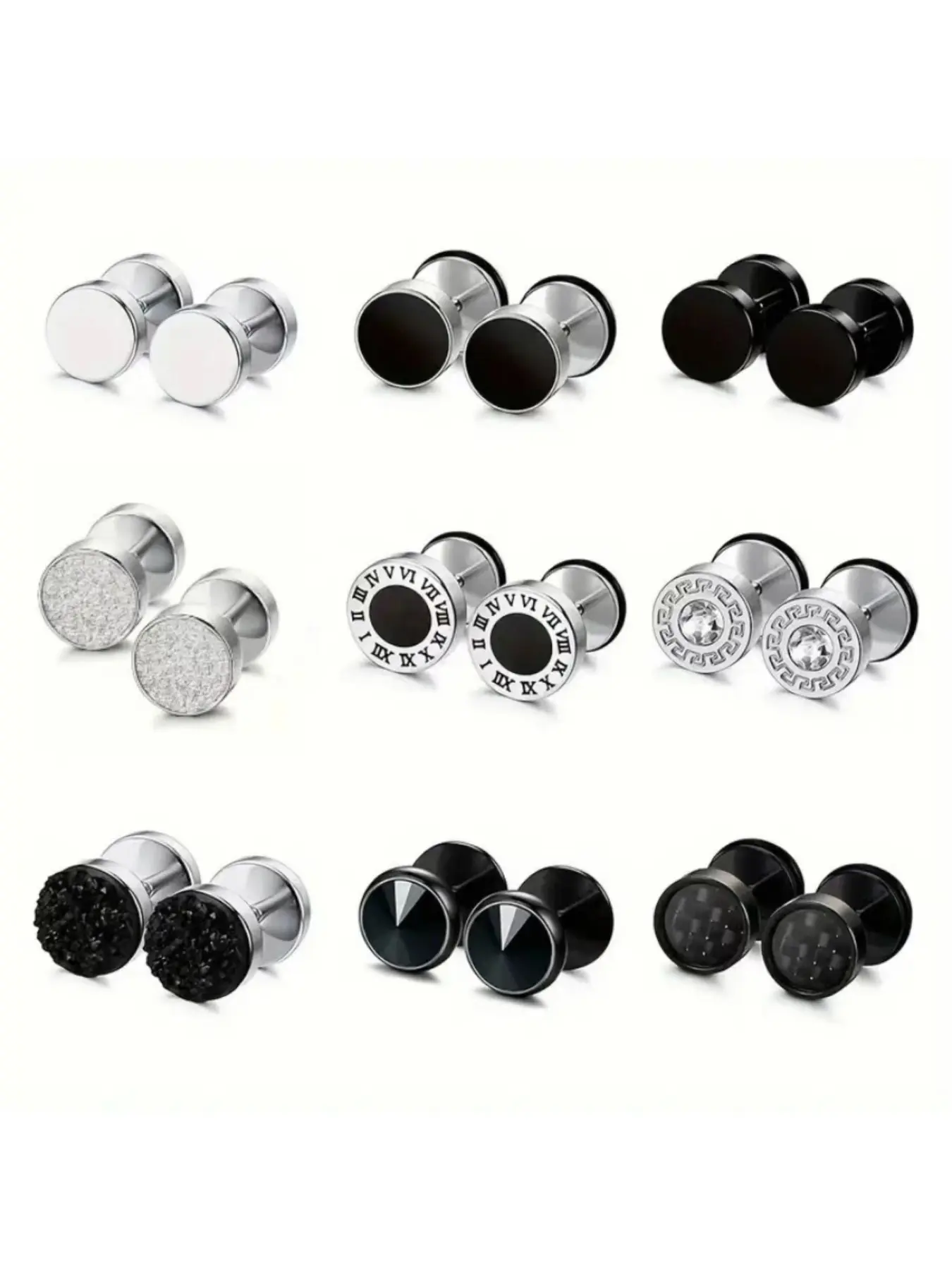 Punk Style Mixed Rhinestone Decorated Ear Studs Earrings, Sparkling Jewelry 2024 New Style Stainless Steel Non Tarnish, Anti Tarnish Stud Earrings for Women & Men, All-match Jewelry for Birthday Gift, Ear Accessories