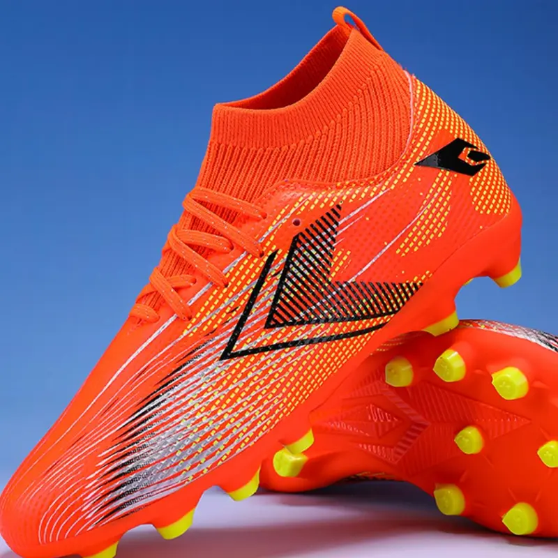 Sporty Men's All Over Print Slip on Football Boots, Football Field Boots, Breathable Non-slip Spiked Football Shoes, Professional Soccer Shoes for Outdoor Training, Sports Shoes, Soccer Cleats, Soccer Footwear