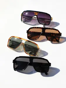 Men's Vintage Plain Color Sunglasses, Trendy Casual TR90 Frame Sunglasses for Everyday Use, Fashion Accessories for Outdoor Activities