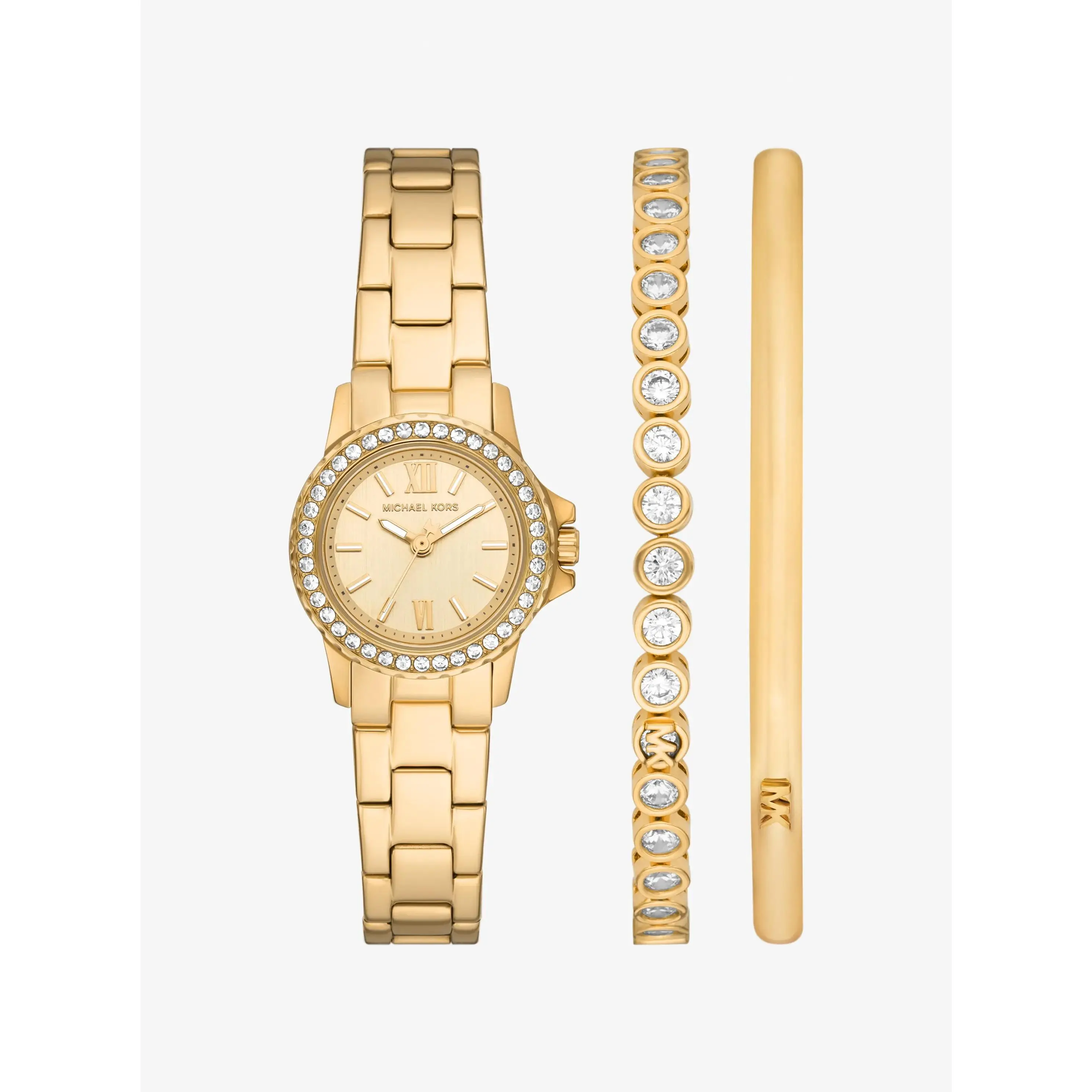 Petite Everest Gold-Tone Watch and Pavé Bangle Jewelry Gift Set