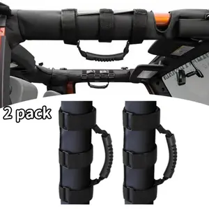 2 Pcs Jeep Grip Handle for Jeep Models 1955-2023, Durable Polyester Oxford Cloth, Easy To Install 3-strap Design, Ergonomic Rubber Handle with Metal Buckle